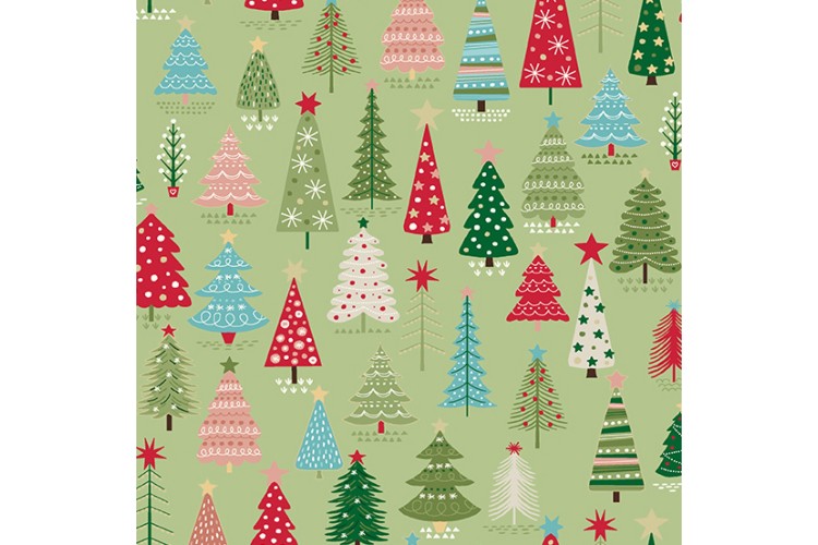 Cosy Christmas by Makower UK - Trees 112cm Wide 100% Cotton 