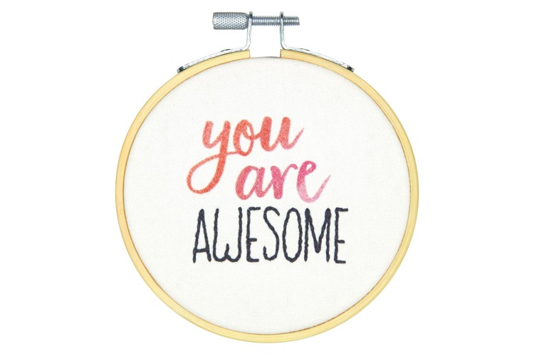 Embroidery Kit with hoop - You Are Awesome