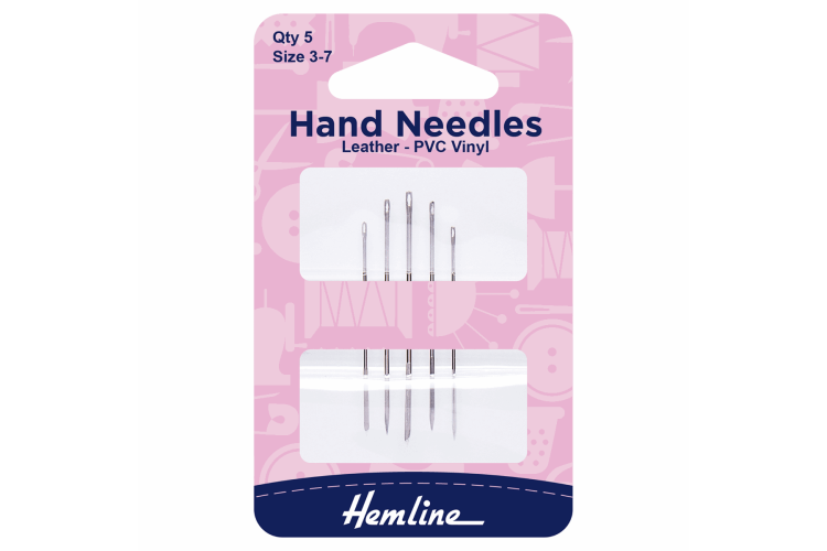 Hand Sewing Needles, Leather/PVC/Vinyl, Size 3-7, Pack of 5