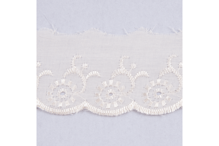 Lace, Broderie Anglaise Trimming, 50mm, Cream