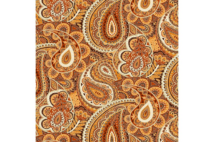 Luxe by Makower UK - Paisley Rust 112cm Wide 100% Cotton 