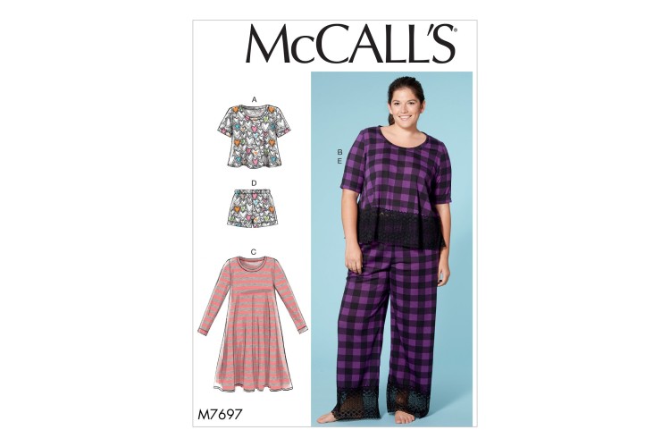 M7697 Misses'/Women's Lounge Tops, Dress, Shorts and Pants