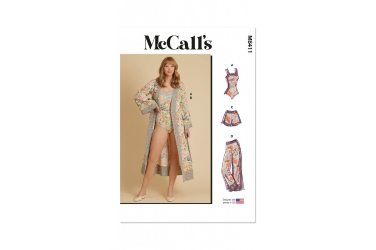 McCall's M8411 Misses' Bodysuit, Robe, Shorts and Trousers