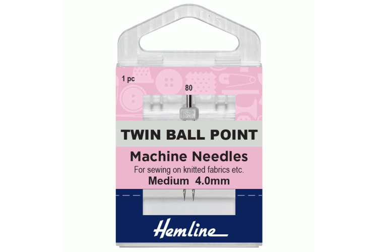 Sewing Machine Needles Twin Ball Point: 80/12, 4mm 1 Piece