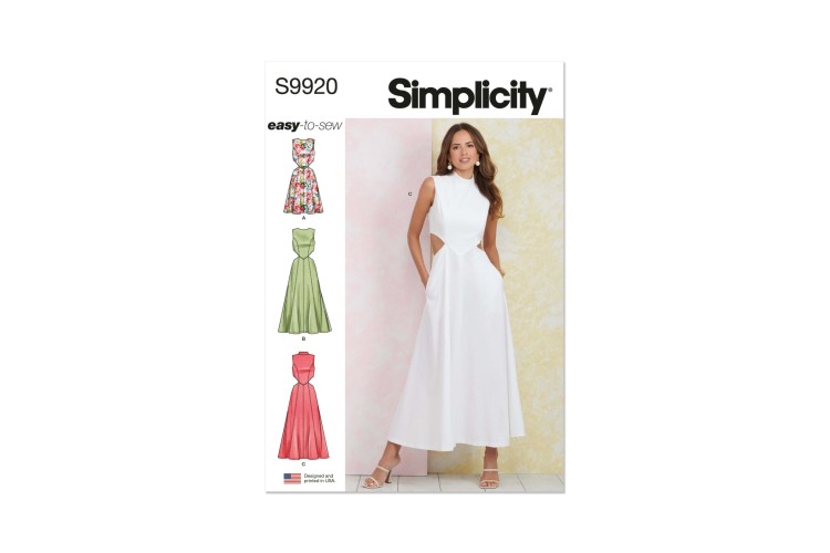 Simplicity S9920 Misses’ Dress with Neckline and Length Variations