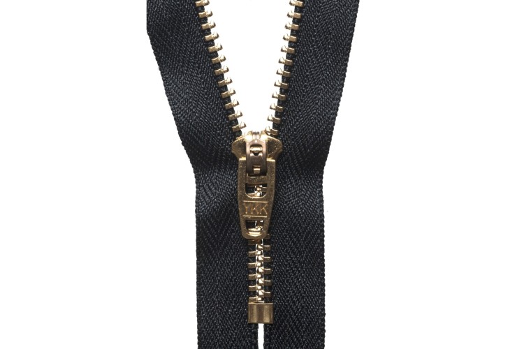 YKK Brass Jeans Zip, 15cm, Black 580